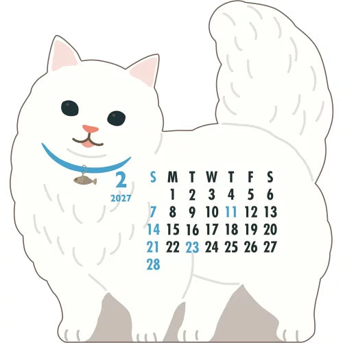 2027 Desk Calendar - Animal Die-Cut - Munchkin Cat