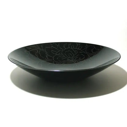 Bowl with Peony Carving, Large Lacquer-painted Medium Bowl
