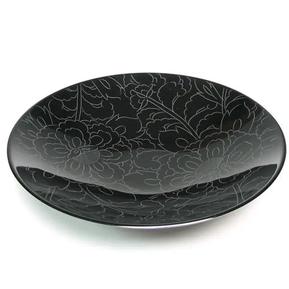 Bowl with Peony Carving, Large Lacquer-painted Medium Bowl