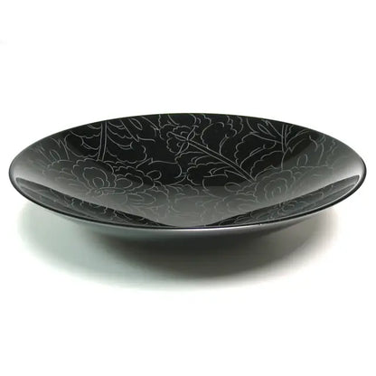Bowl with Peony Carving, Large Lacquer-painted Medium Bowl