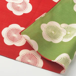 Kyoohoo Chirimen Furoshiki Plum red/green