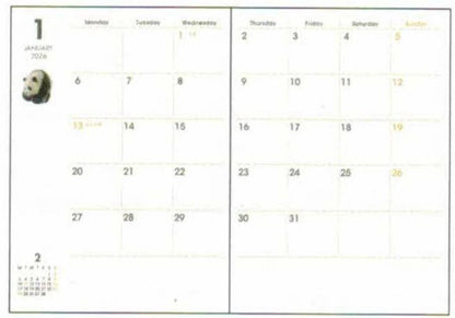2026 Panda A6 soft cover monthly planner