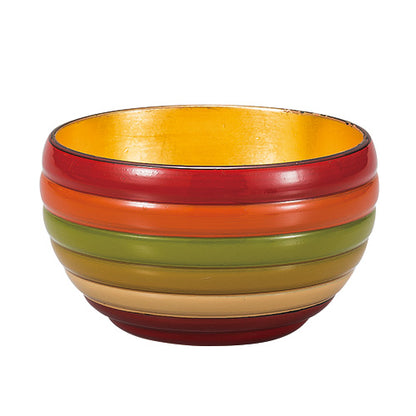 Sake cup with spinning top design and gold leaf on the inside, made of wood and lacquered