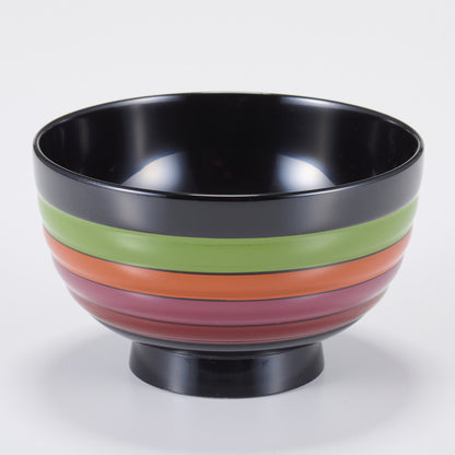 Pair of wooden bowls with spinning top pattern, lacquered wood, wooden bowls and miso soup bowls