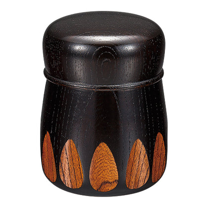 Tea canister, Keyaki, Urushi Kiriko, Black/Red/Green, Wooden, Lacquer-coated