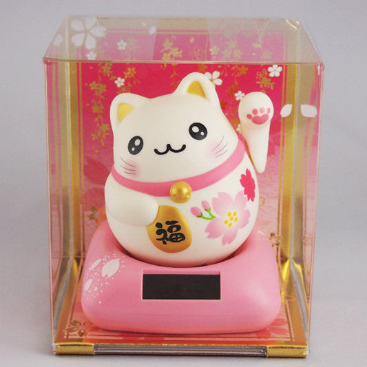 Solar Powered Maru Maru Happy Manekineko Cherry Blossoms