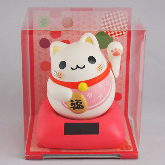 Solar Powered Maru Maru Happy Manekineko Pink