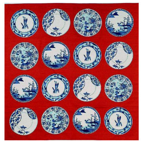 kyoohoo Cotton Furoshiki Imari Dishes Red