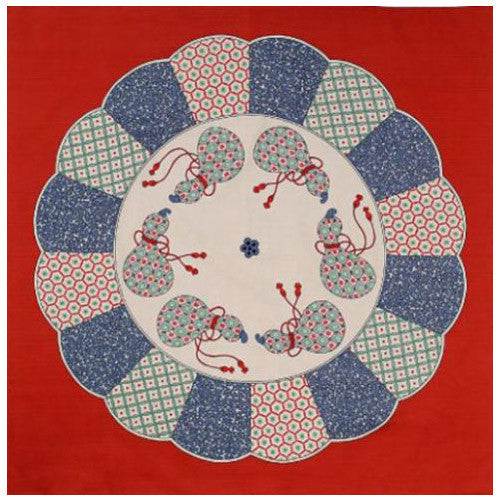 kyoohoo Cotton Furoshiki Imari Big Dish Red