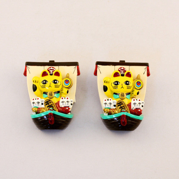 Magnet Lucky Cat Boat Yellow