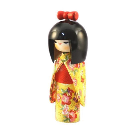 Kyoohoo Japanese Kokeshi Doll osumashi Yellow (K12-4302Y)