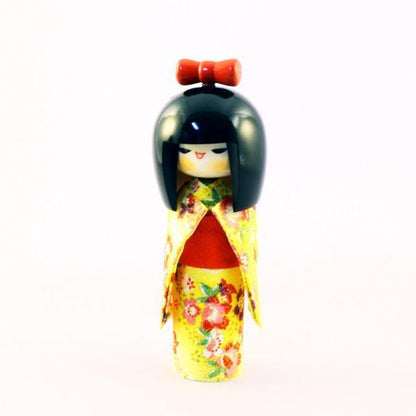 Kyoohoo Japanese Kokeshi Doll osumashi Yellow (K12-4302Y)