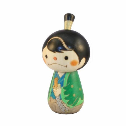 Kyoohoo Japanese Kokeshi Doll Samurai green (K12-4339G)