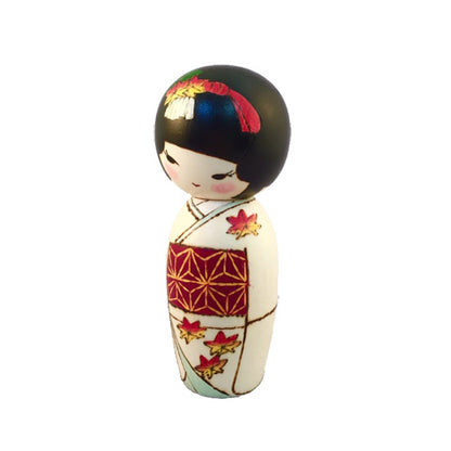Kyoohoo Japanese Kokeshi Doll Red leaves (K12-4369)