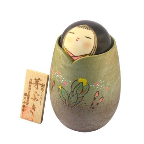 Kyoohoo Japanese Kokeshi Doll Mebuki Green (k12-4318)