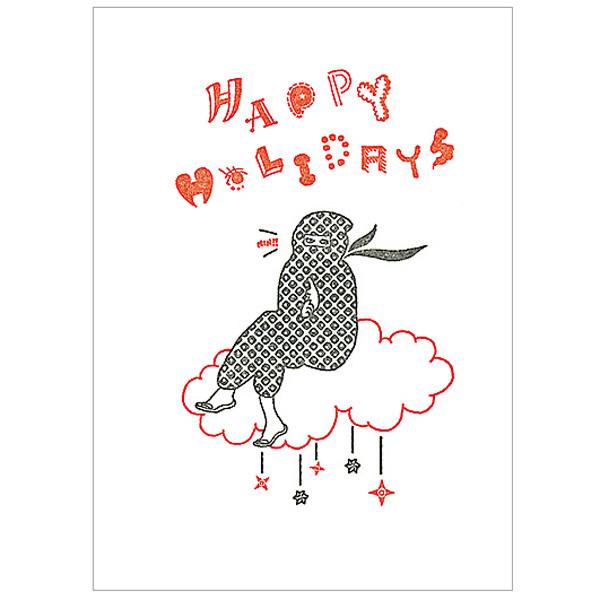 japanwave Tegami Letterpress Greeting Card Get Happy Holidays