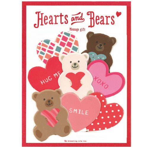 Greeting Life Message Gift Mini Card Set Bear and Heart MM-76