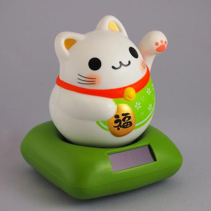 Solar Powered Maru Maru Happy Manekineko Green